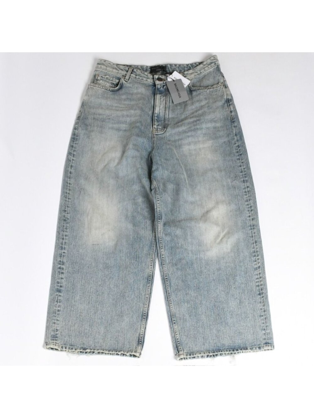 Balenciaga Baggy Wide Leg Denim Pants Indigo Blue Jeans Blanc